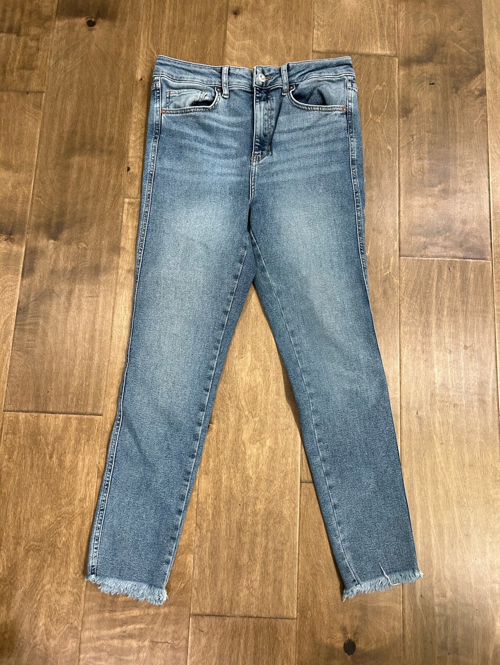 We the Free People high waist frayed hem skinny jeans 31